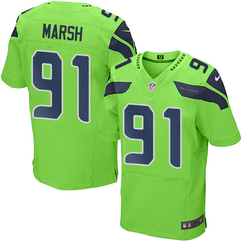 Men's Elite Cassius Marsh Nike Jersey Green - #91 Rush NFL Seattle Seahawks